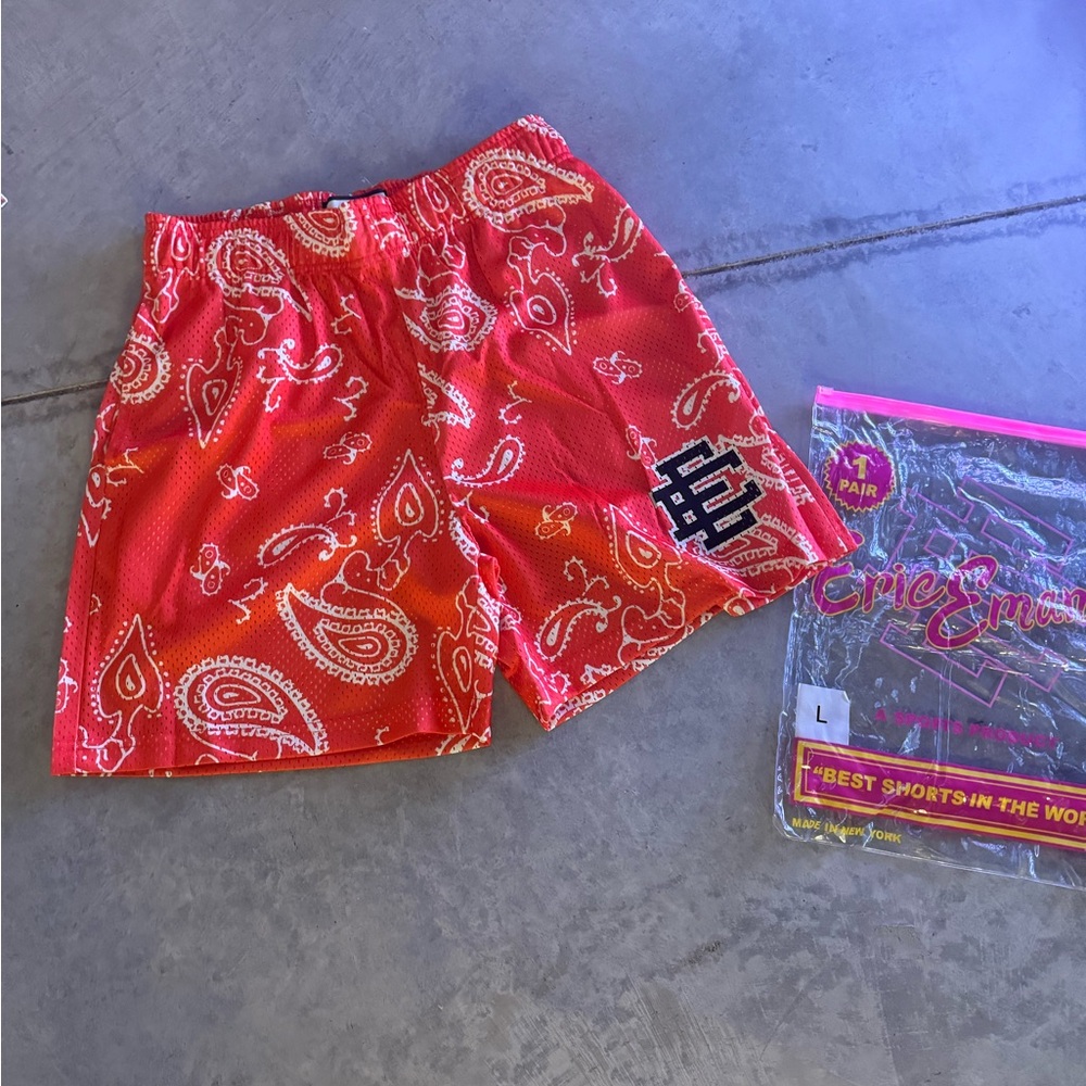Eric Emanuel Orange Paisley Shorts